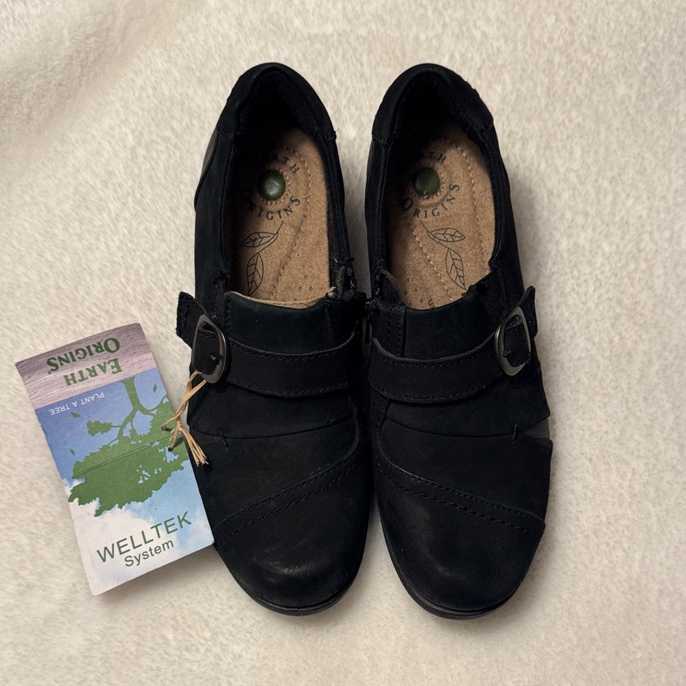 Earth Origins Black Suede Heeled Boots Womens 8M